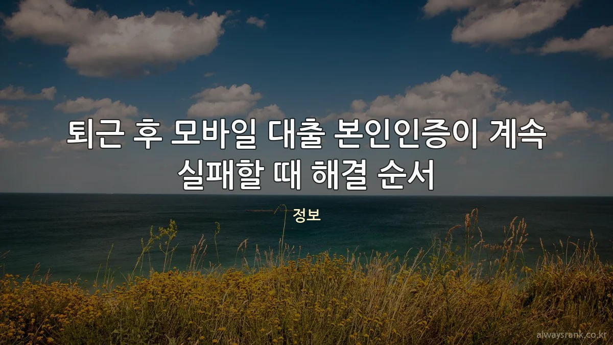 퇴근 후 모바일 대출 본인인증이 계속 실패할 때 해결 순서