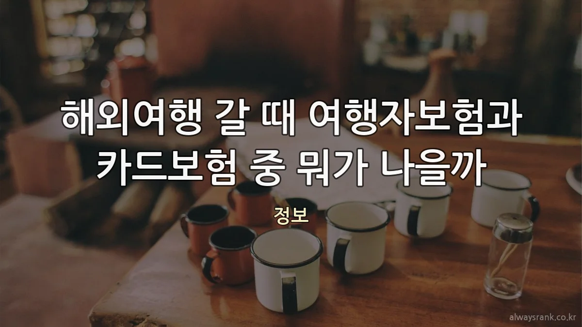 해외여행 갈 때 여행자보험과 카드보험 중 뭐가 나을까