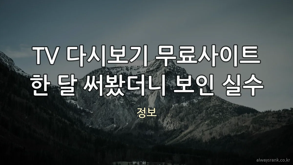 TV 다시보기 무료사이트 한 달 써봤더니 보인 실수
