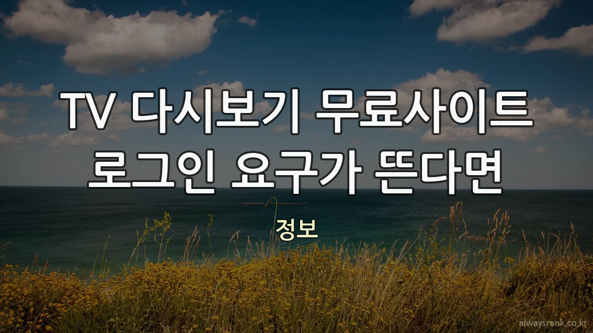 TV 다시보기 무료사이트 로그인 요구가 뜬다면