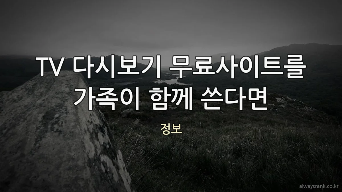TV 다시보기 무료사이트를 가족이 함께 쓴다면