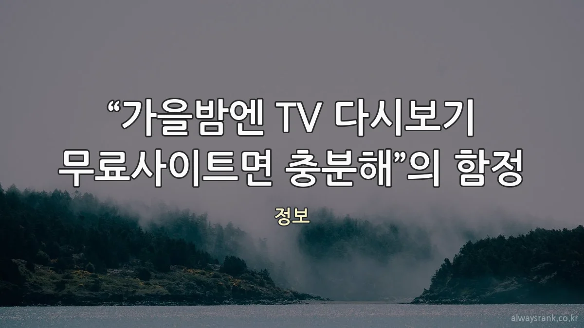“가을밤엔 TV 다시보기 무료사이트면 충분해”의 함정