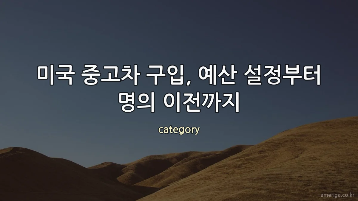 미국 중고차 구입, 예산 설정부터 명의 이전까지