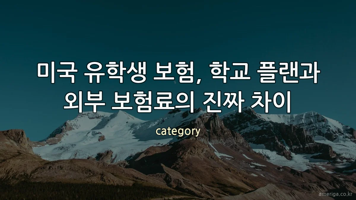 미국 유학생 보험, 학교 플랜과 외부 보험료의 진짜 차이