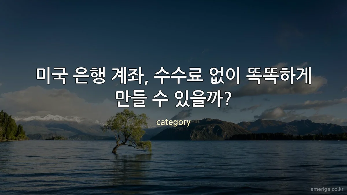 미국 은행 계좌, 수수료 없이 똑똑하게 만들 수 있을까?