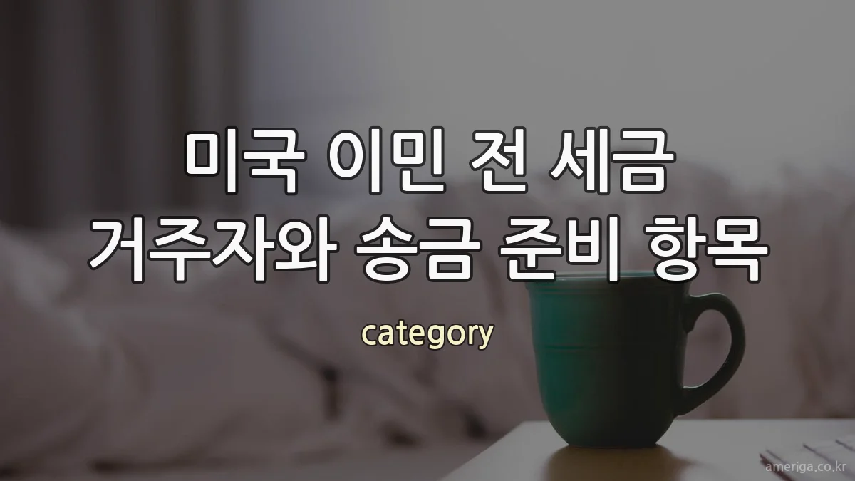 미국 이민 전 세금 거주자와 송금 준비 항목