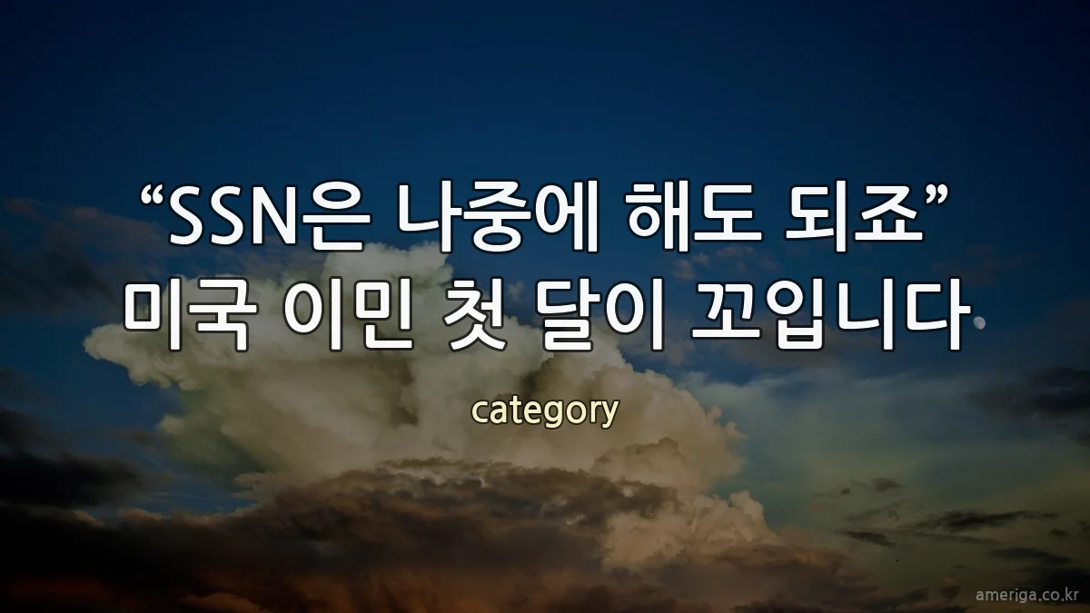 “SSN은 나중에 해도 되죠” 미국 이민 첫 달이 꼬입니다
