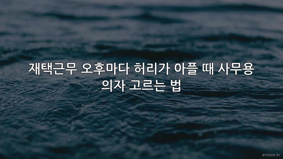 재택근무 오후마다 허리가 아플 때 사무용 의자 고르는 법
