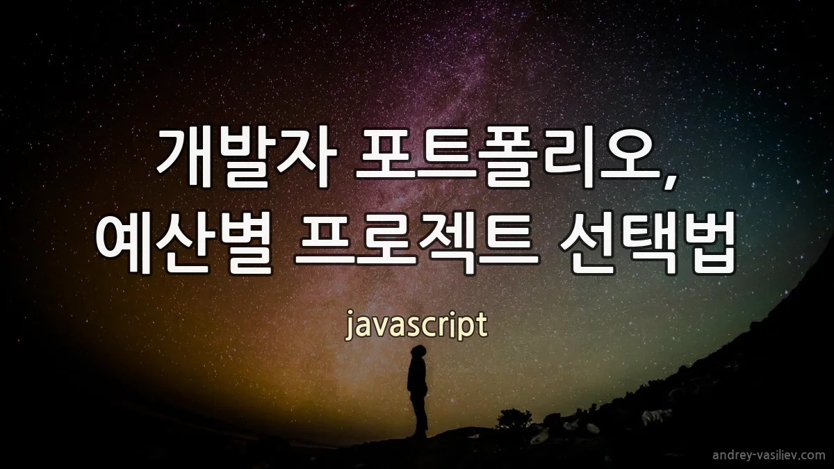 개발자 포트폴리오, 예산별 프로젝트 선택법