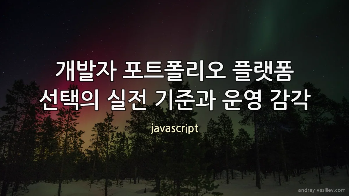 개발자 포트폴리오 플랫폼 선택의 실전 기준과 운영 감각