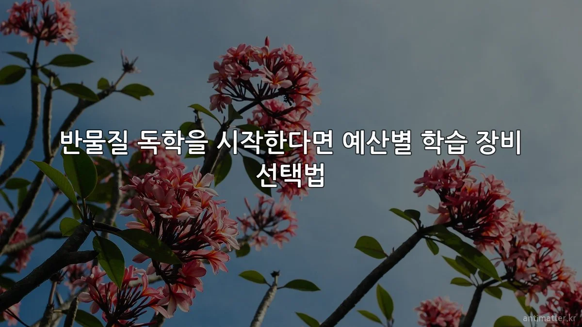 반물질 독학을 시작한다면 예산별 학습 장비 선택법
