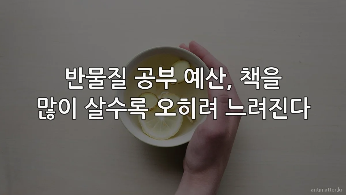 반물질 공부 예산, 책을 많이 살수록 오히려 느려진다