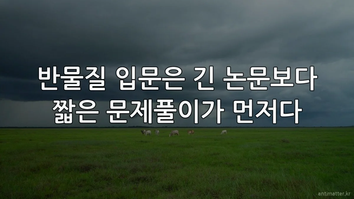 반물질 입문은 긴 논문보다 짧은 문제풀이가 먼저다