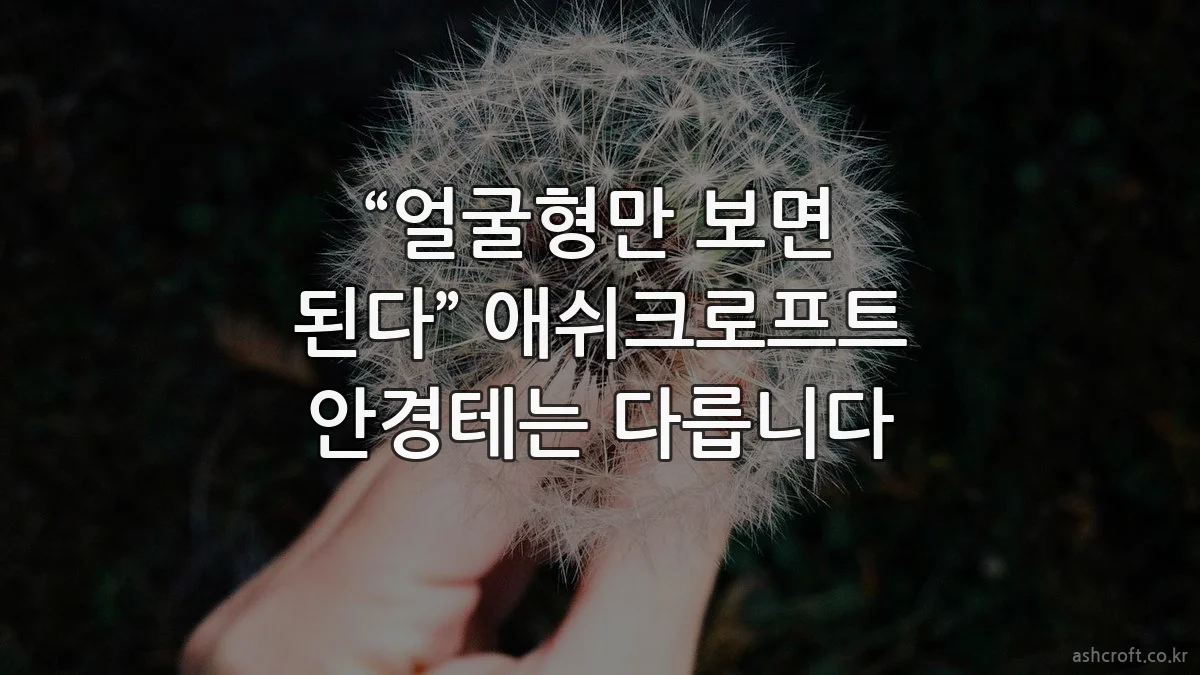 “얼굴형만 보면 된다” 애쉬크로프트 안경테는 다릅니다