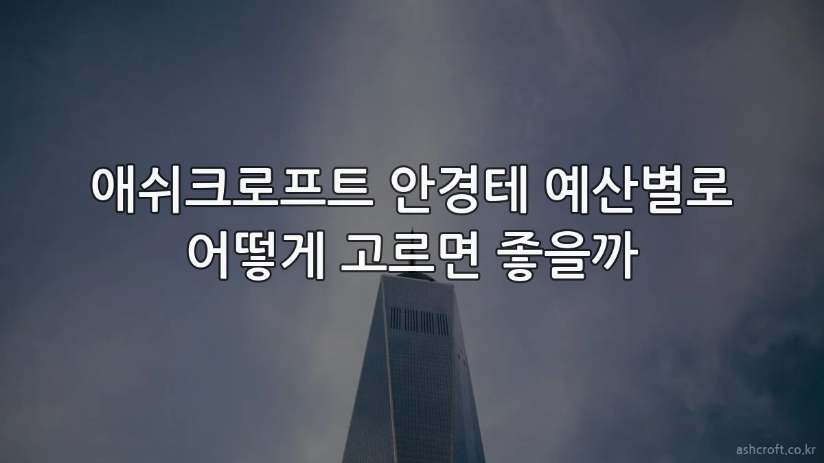 애쉬크로프트 안경테 예산별로 어떻게 고르면 좋을까