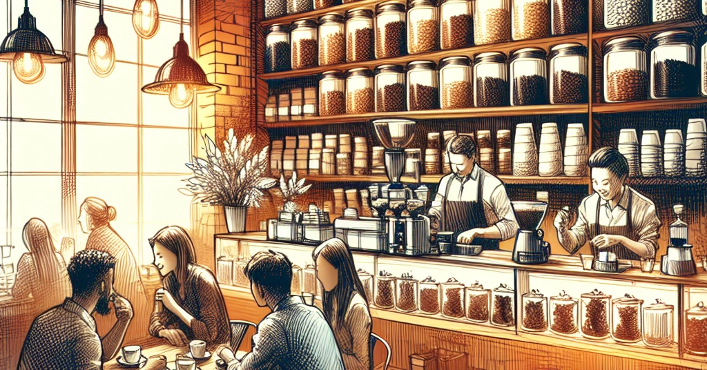 커피원두, 카페 창…