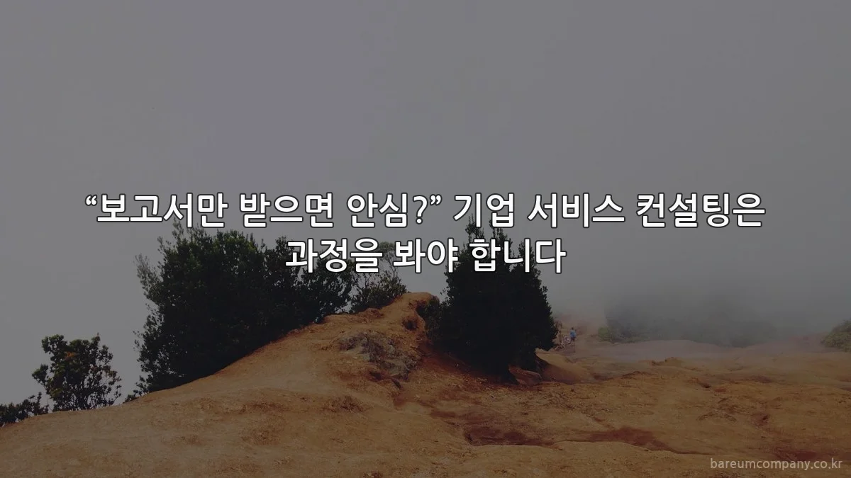 “보고서만 받으면 안심?” 기업 서비스 컨설팅은 과정을 봐야 합니다