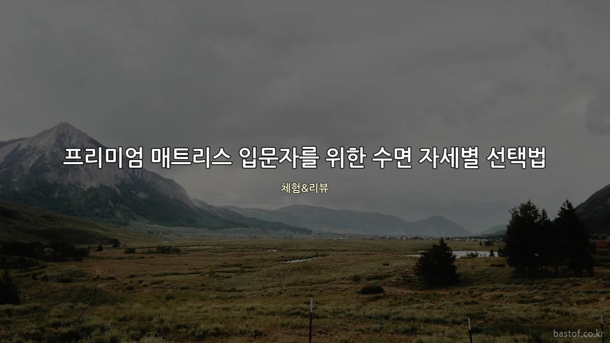 프리미엄 매트리스 입문자를 위한 수면 자세별 선택법