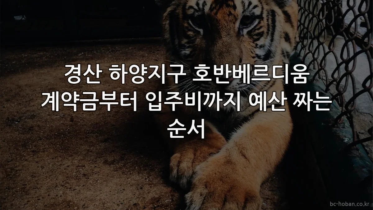 경산 하양지구 호반베르디움 계약금부터 입주비까지 예산 짜는 순서