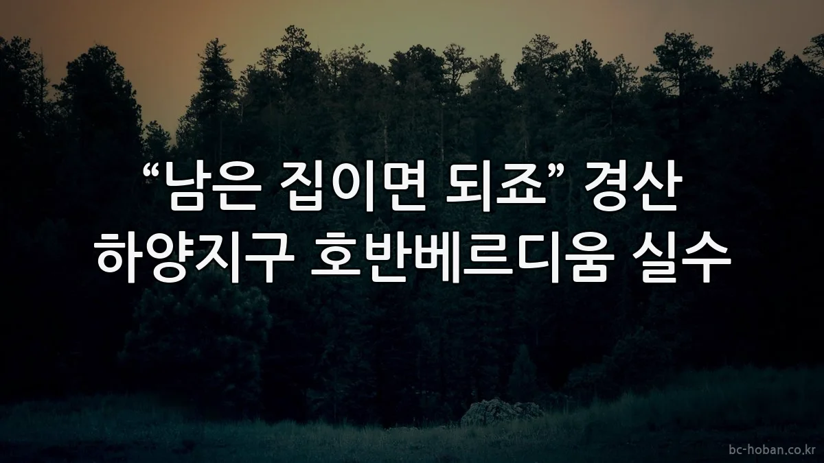 “남은 집이면 되죠” 경산 하양지구 호반베르디움 실수