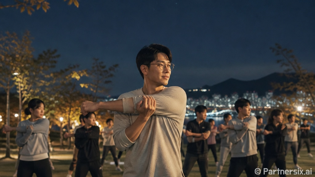 부산 가을밤 달빛 아래 체조 챌린지