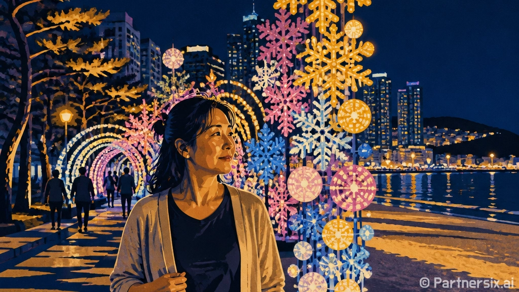 해운대 겨울밤 빛축제 빛으로 물들다