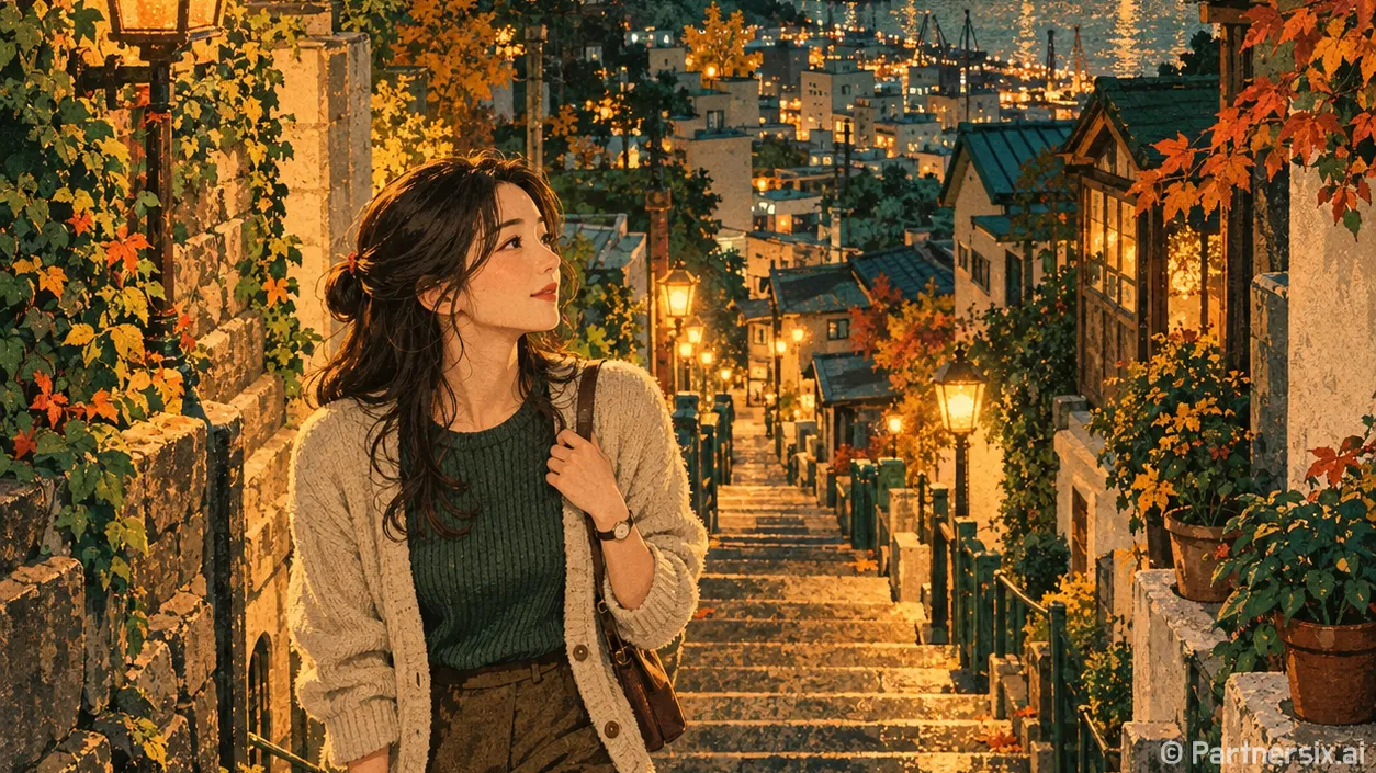 40계단에 내려앉는 가을밤