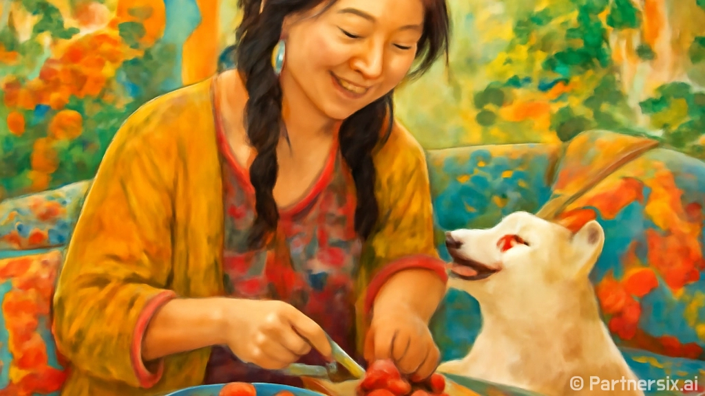 강아지에게 딸기를 …