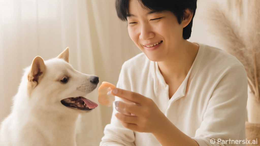 강아지에게 귤 주는…