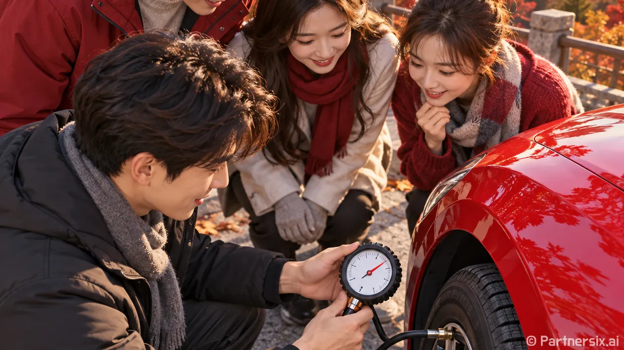 겨울 타이어 공기압 38이 맞는지 확인하는 방법