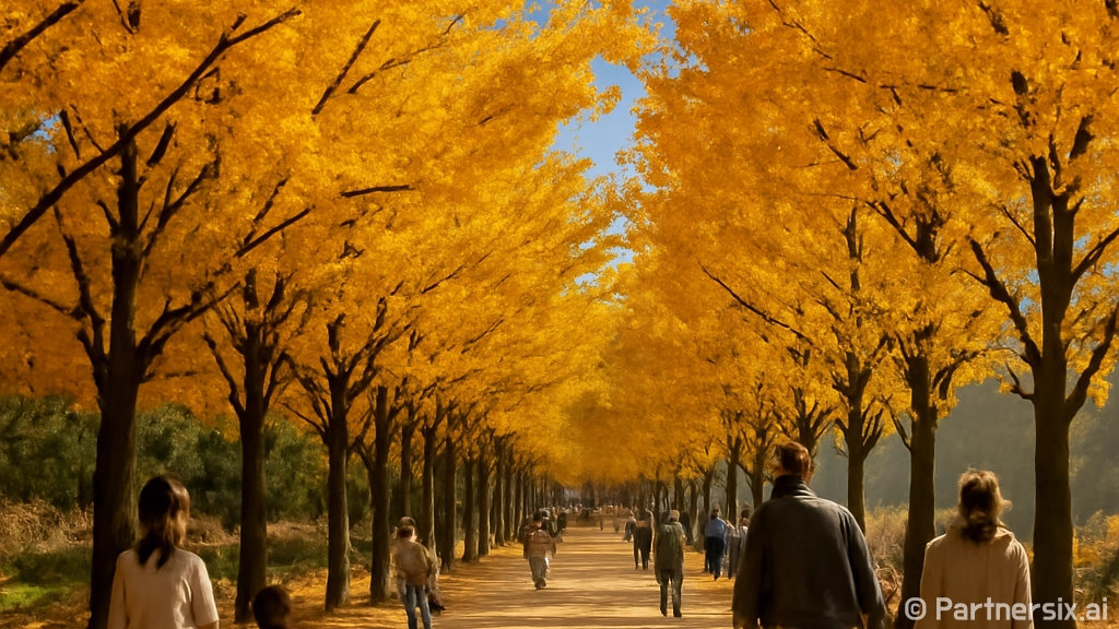 괴산 문광저수지 은행나무길 가을 명소