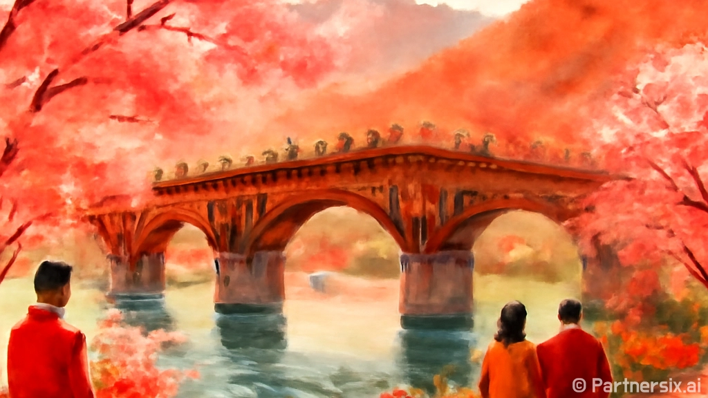 폐교량 위 봄바람과 벚꽃의 정원