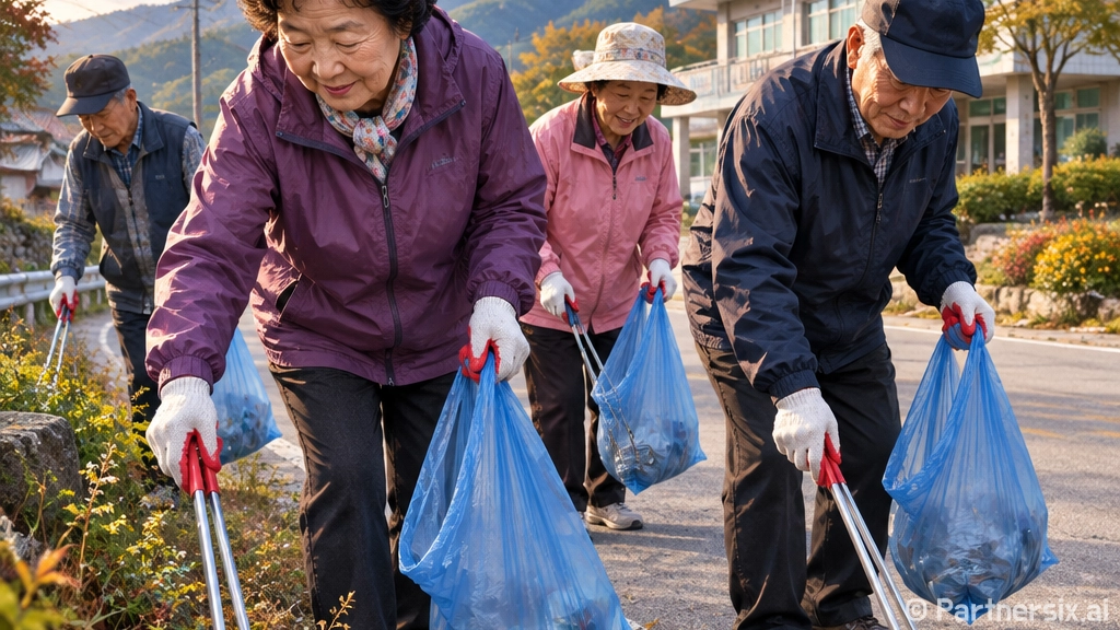 군서면 노인회, 자연정화로 깨끗한 마을 만들기