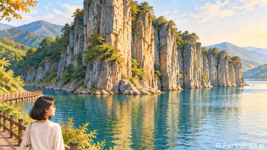 옥천 부소담악, 물 위 기암절벽 산책길