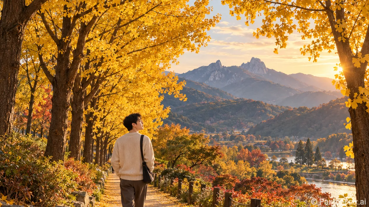 황금빛 연풍 산길