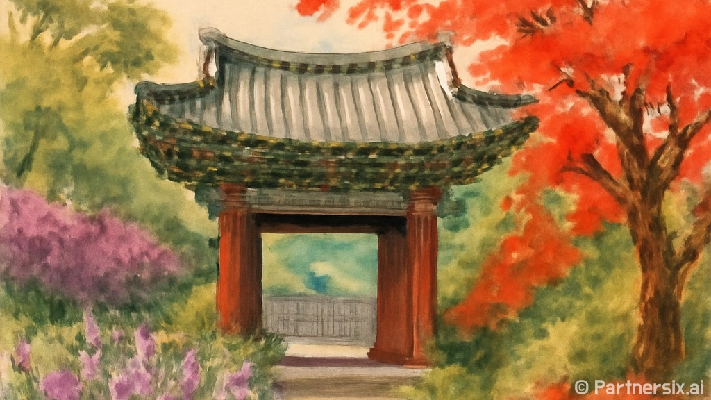 공주 신원사, 보랏빛 맥문동과 붉은 배롱나무꽃의 여름 풍경