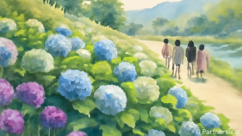 공주 유구 색동수국…