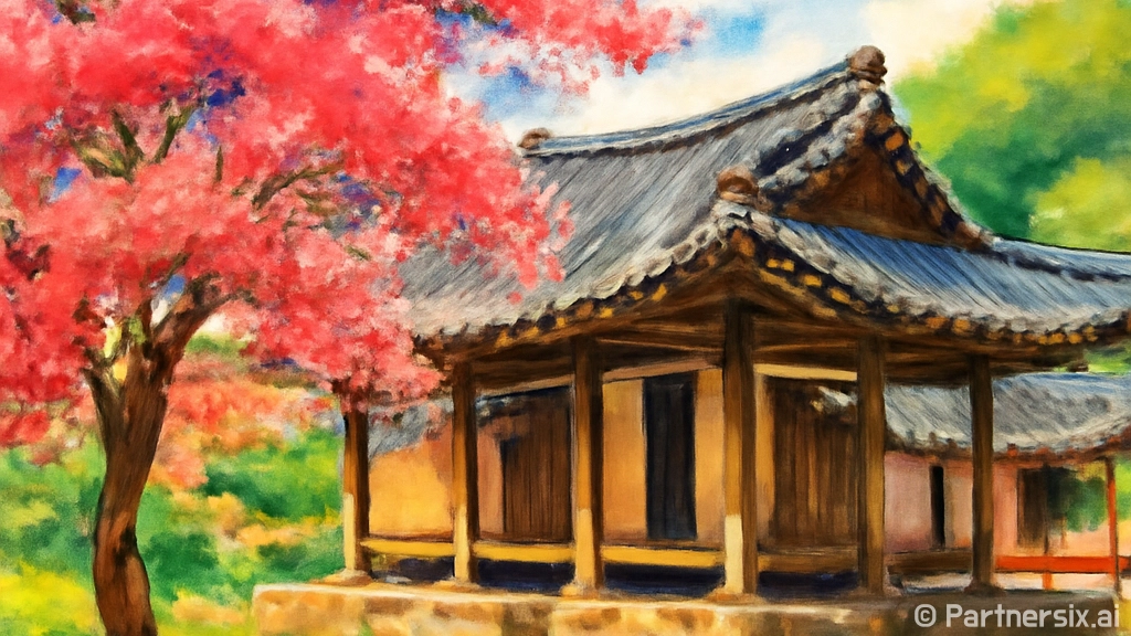 논산 종학당, 분홍 배롱나무와 한옥의 여름 풍경
