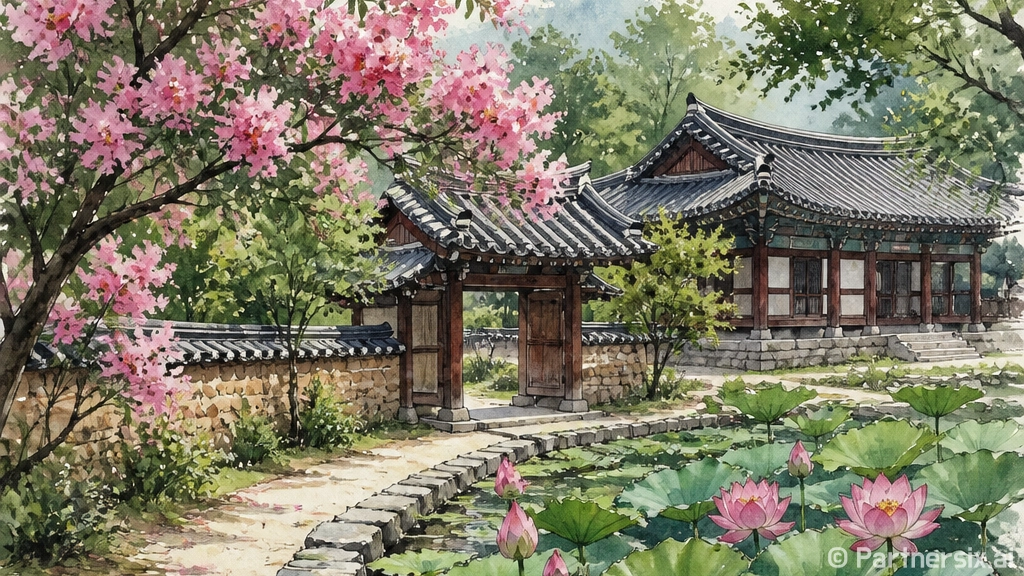 분홍 배롱나무와 연…