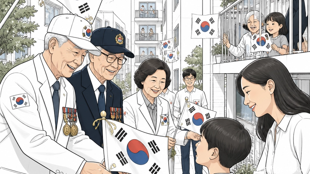 제81주년 광복절 태극기 달기 운동 현장