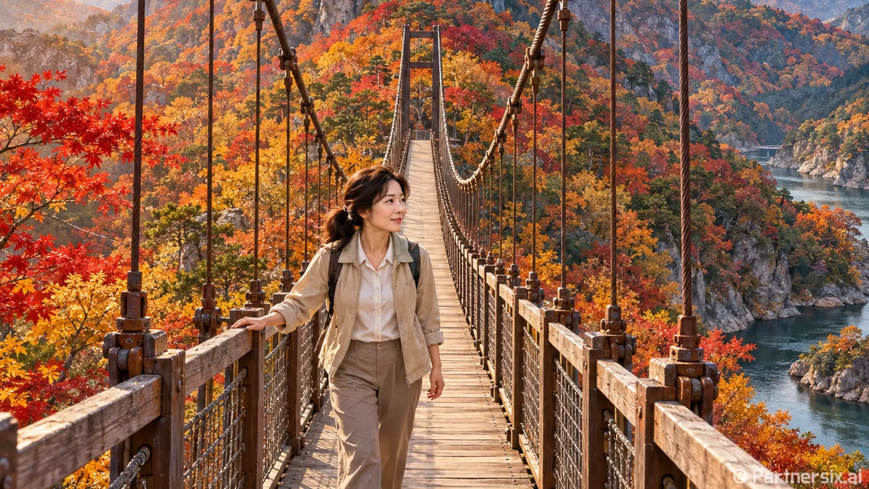 금강 위를 걷는 금산 절경