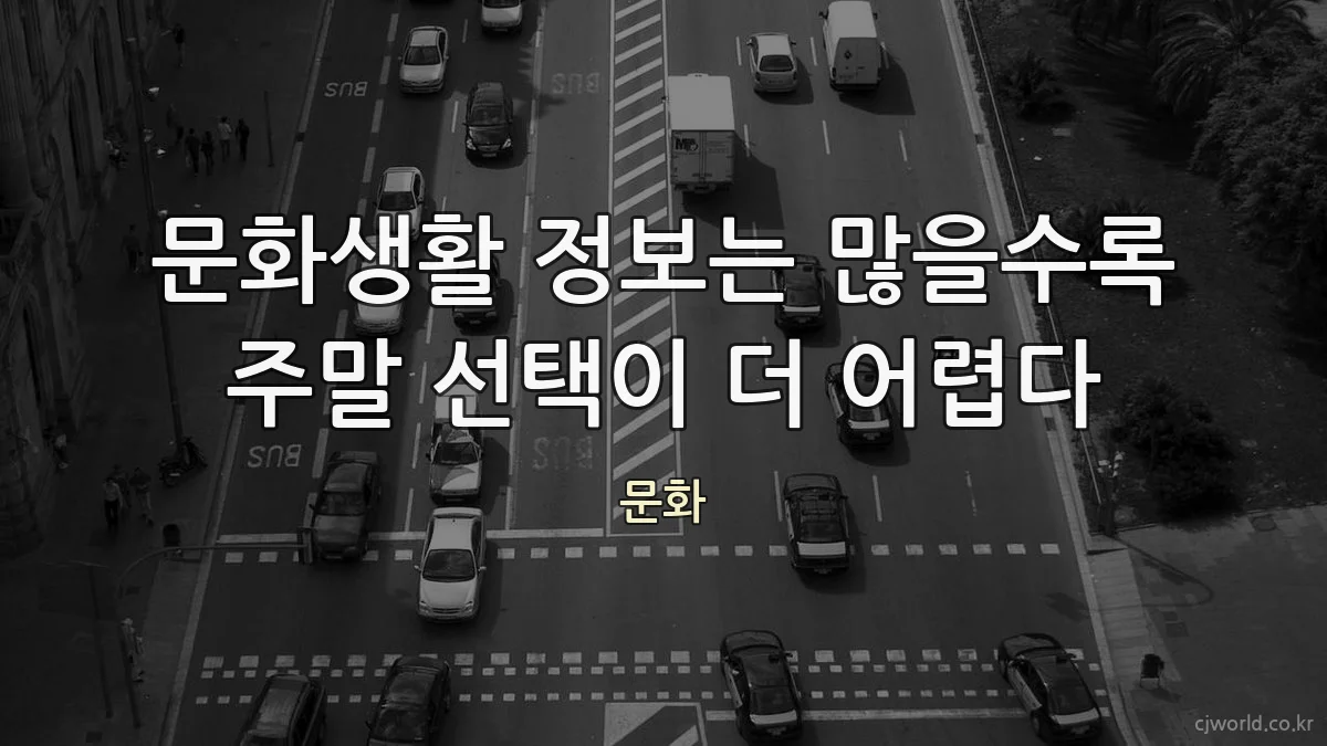 문화생활 정보는 많을수록 주말 선택이 더 어렵다