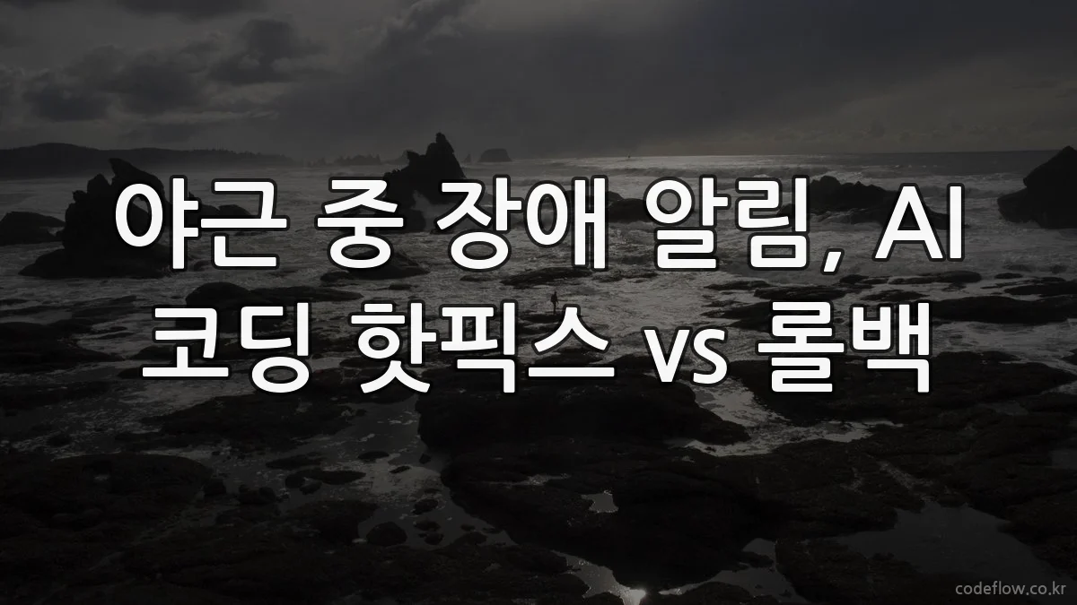 야근 중 장애 알림, AI 코딩 핫픽스 vs 롤백