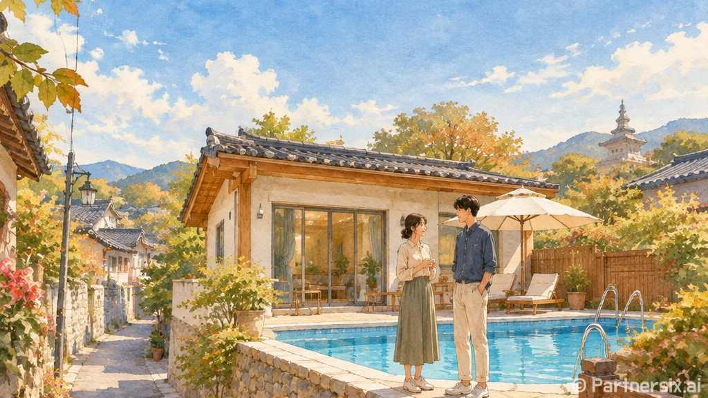 경주키즈풀빌라를 잡고 골목길까지 걸어봤더니 보였던 조용한 경주