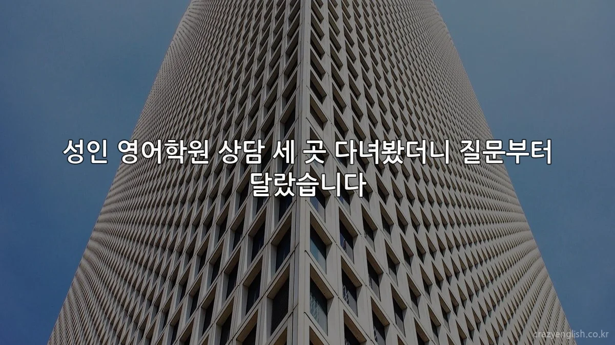 성인 영어학원 상담 세 곳 다녀봤더니 질문부터 달랐습니다