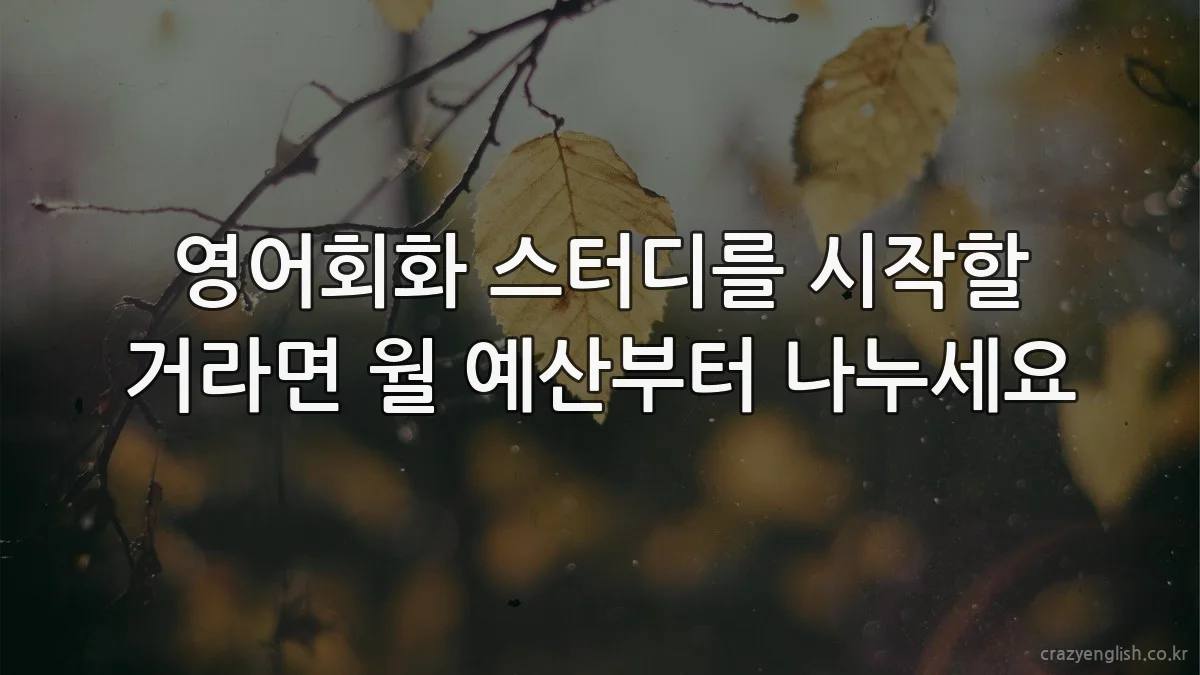 영어회화 스터디를 시작할 거라면 월 예산부터 나누세요