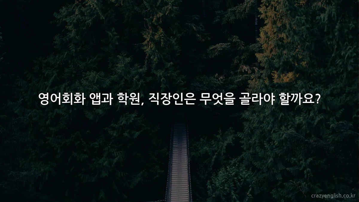 영어회화 앱과 학원, 직장인은 무엇을 골라야 할까요?