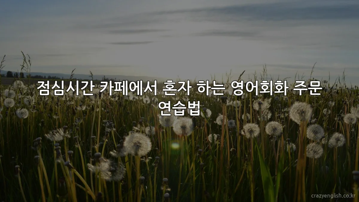 점심시간 카페에서 혼자 하는 영어회화 주문 연습법