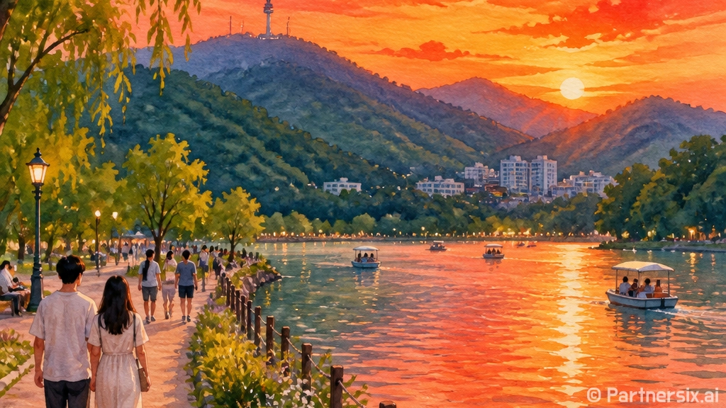 수성못 미디어아트 음악분수 산책 명소
