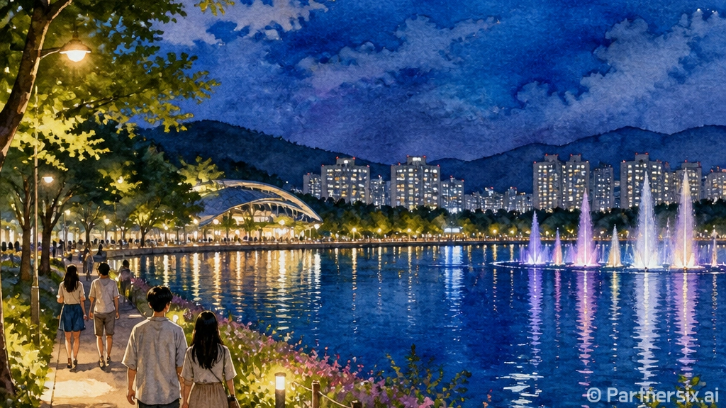 달서구 도원지·월광수변공원 야경 명소